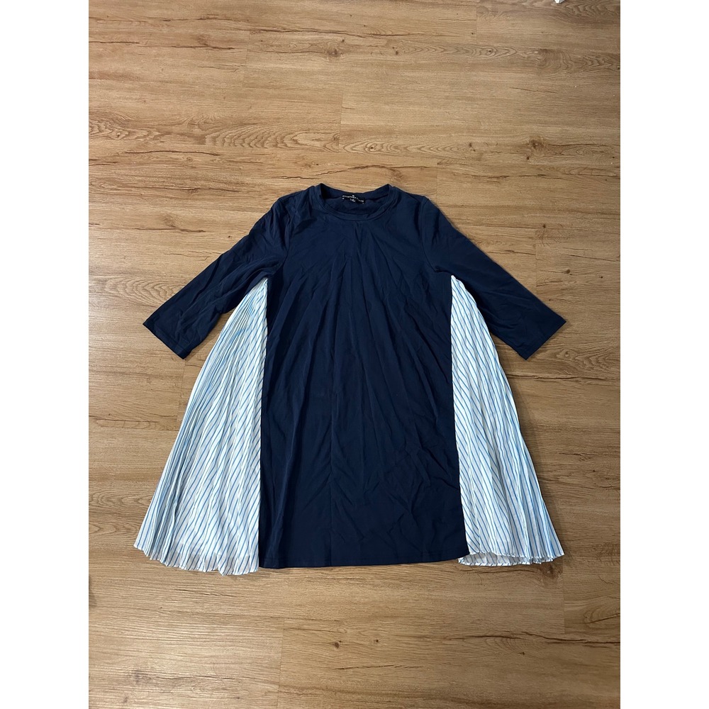 Pomander Place Navy Pleated Side Panel Dress Medium